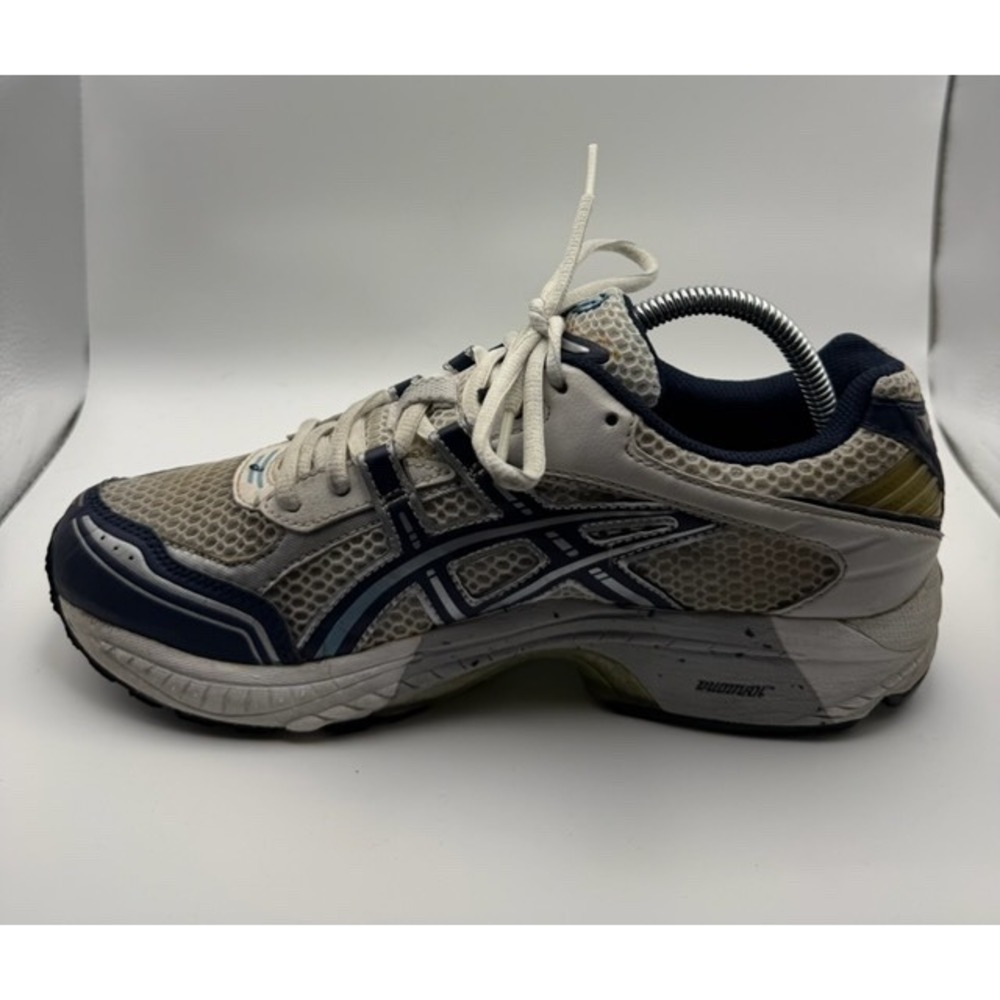 Asics Gel TN554 Running Shoes Womens 9.5 White Navy Gold Good Retro Sneakers